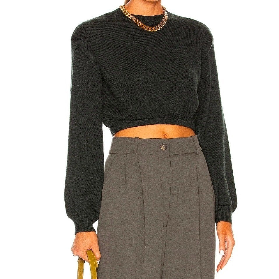 Atoir Size 10 The Storm Knit Wool Atlantic Green Cropped Sweater Hand Wash