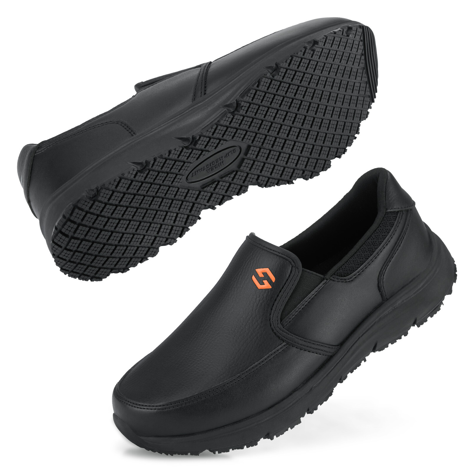HISEA Men Slip-On Non-Slip Shoes Water & Oil Resistant Chef Restaurant Work Shoe