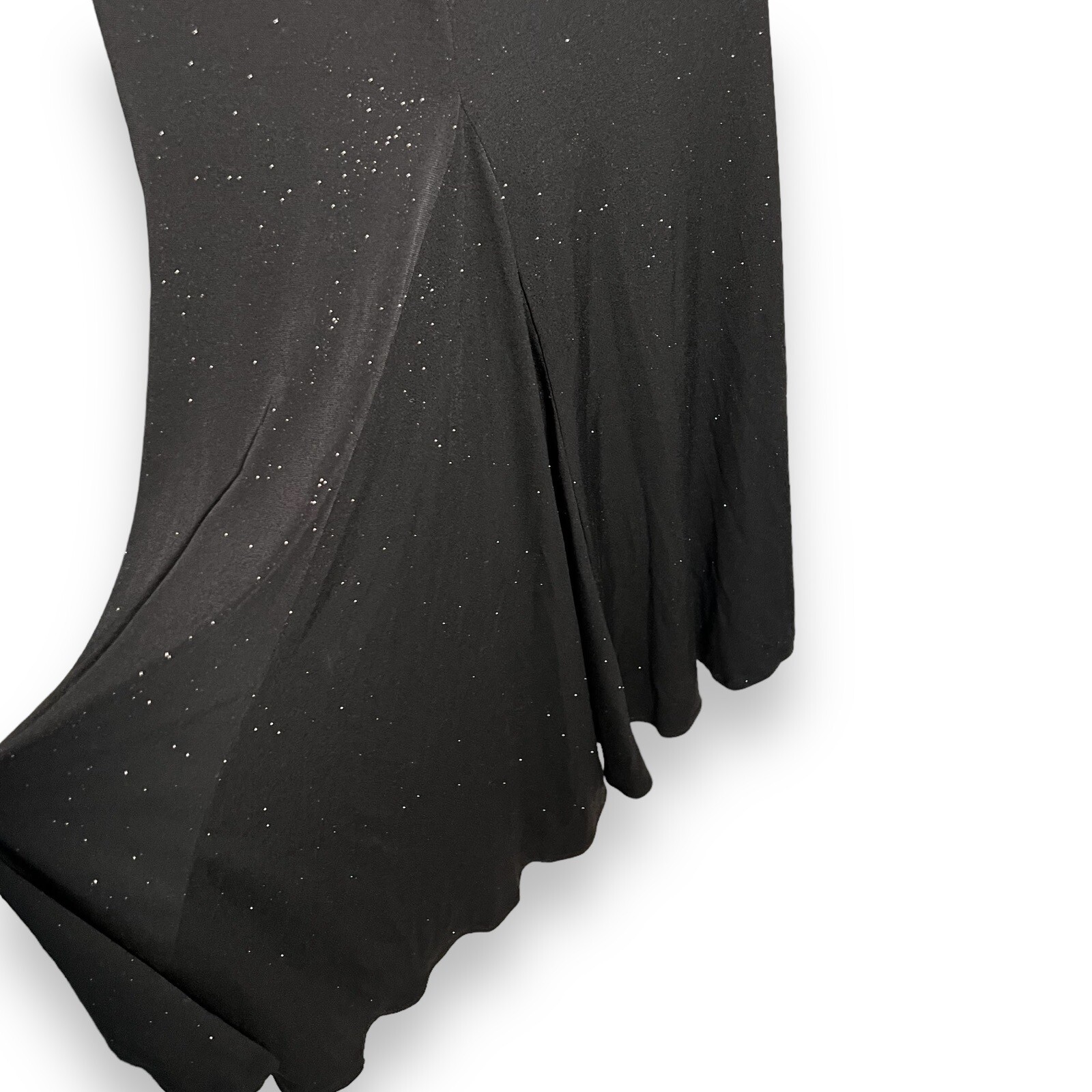 Ladivine By Cinderella Divine Black Glitter Fitted Long Rauch Mermaid Dress S