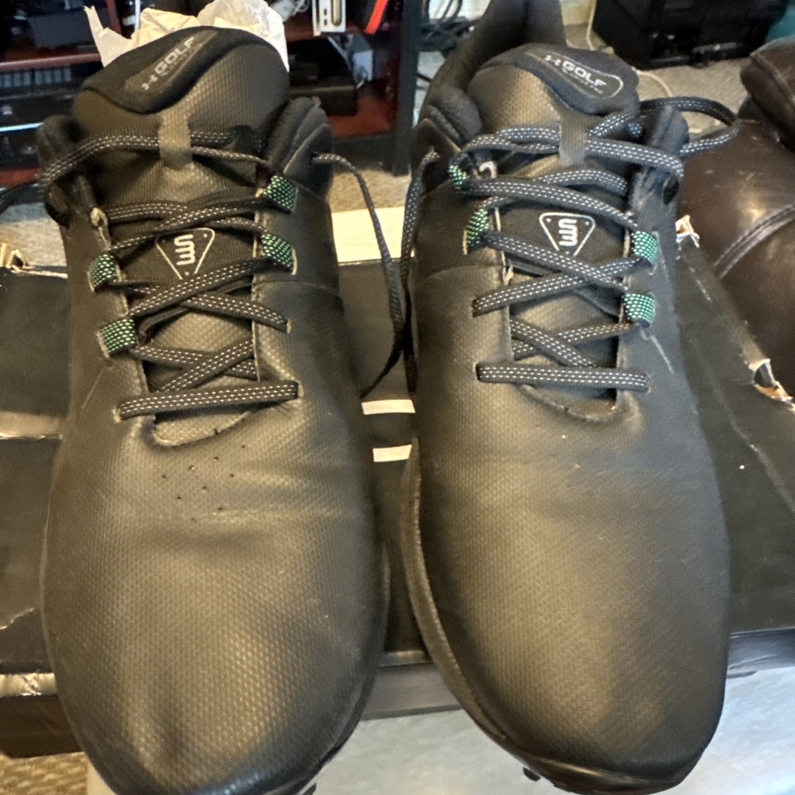 Under Armour HOVR Mens Size 15 Black Golf Drive Pro Shoes Spikes 3026919-001