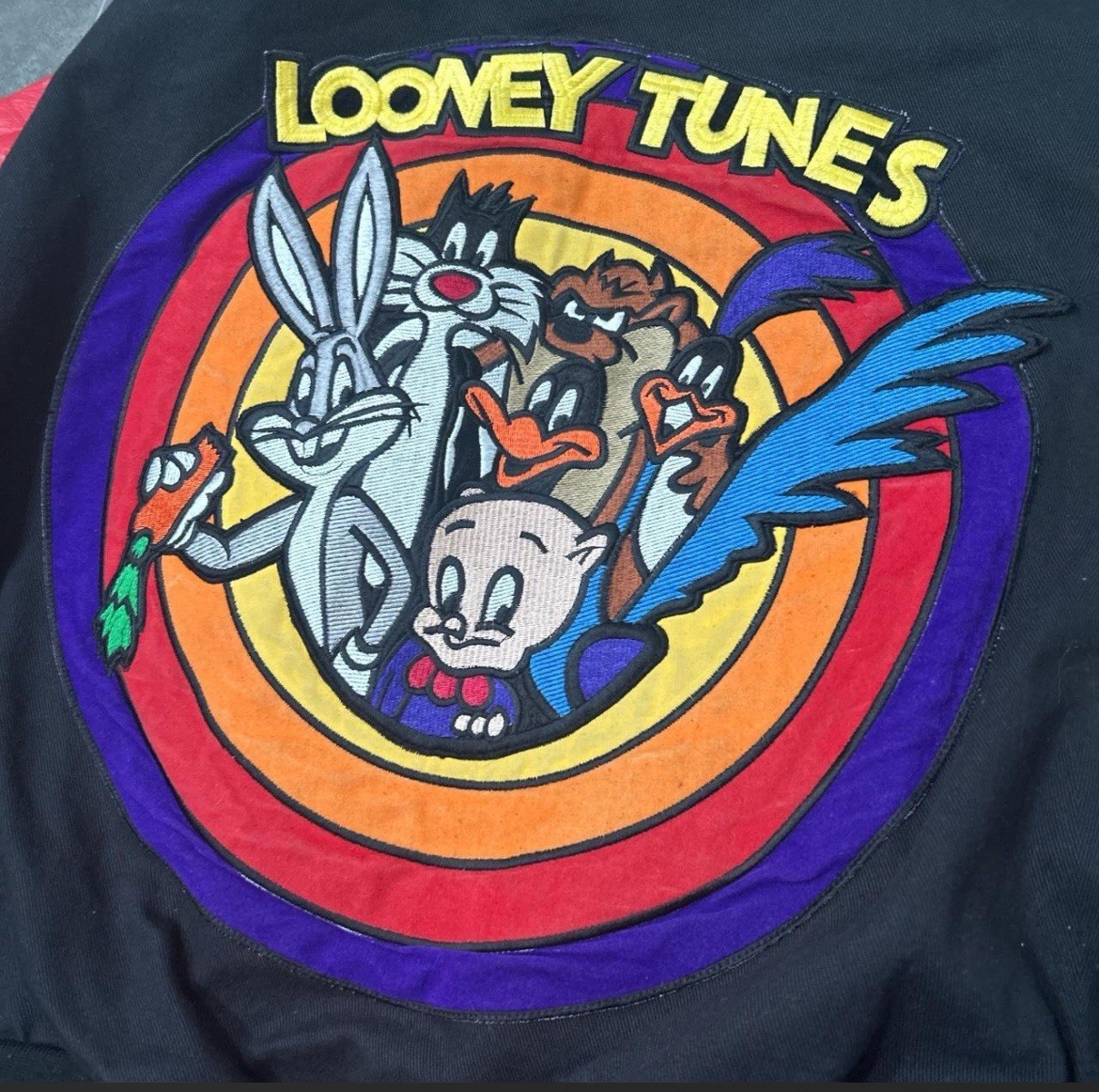 Vintage Looney Tunes Men’s Embroidered Varsity Jacket by Jeff Hamilton