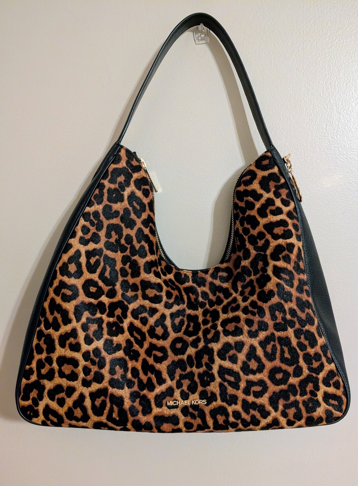 Michael Kors Nayla Medium Leopard Print Calf Hair Shoulder Bag NWT