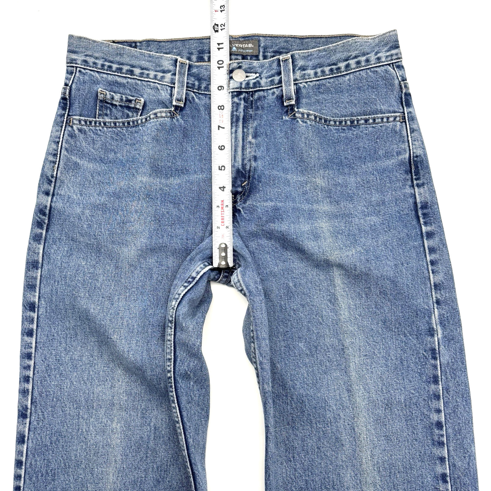 2001 Levi’s Silvertab Medium Wash Mid Rise Wide Leg Baggy Jeans 9S 31×30″ Mexico
