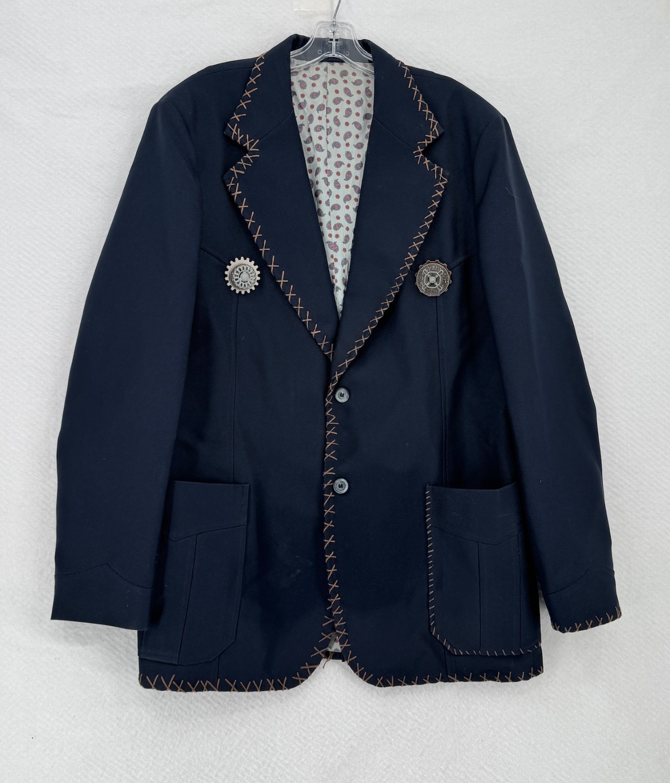 The Plainsman Sheplers Mens Blue Steampunk Western Blazer Jacket Sz 46L