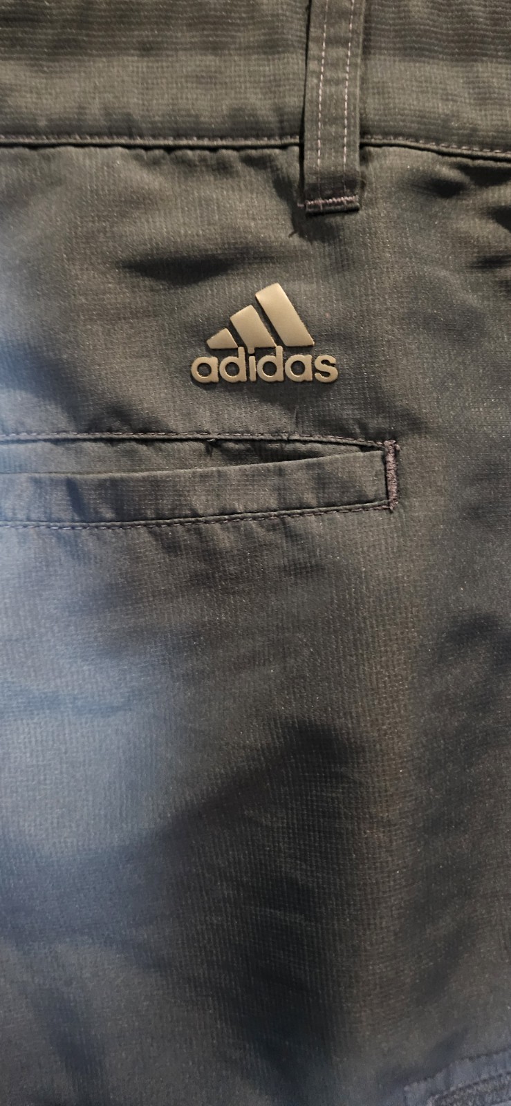 adidas Men’s Blue Solid Flat Front Shorts Button Closure Zipper Pockets