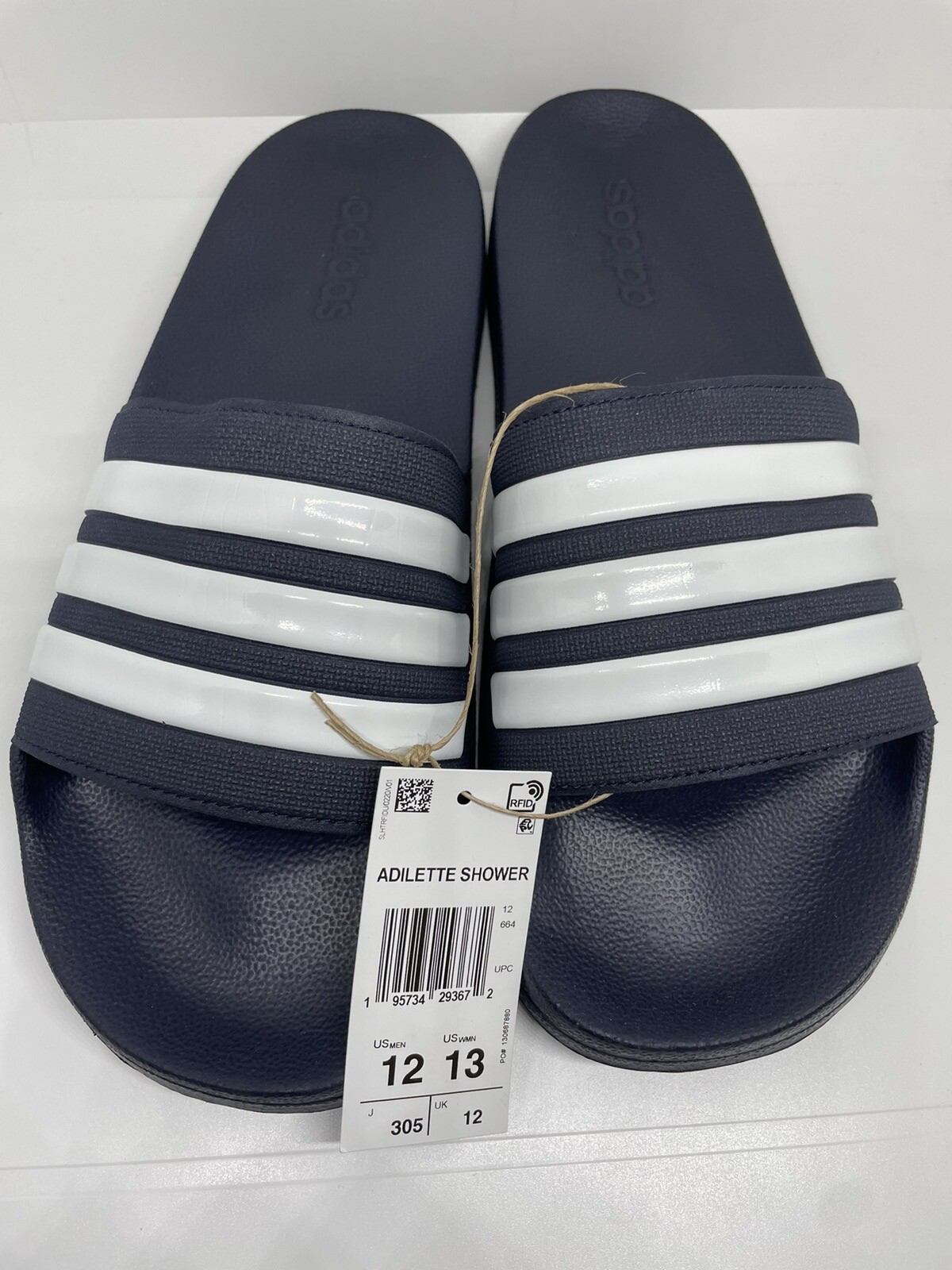Adidas Unisex Adilette Shower Slides Sandal, Blu/White, 12 Men US GZ5920