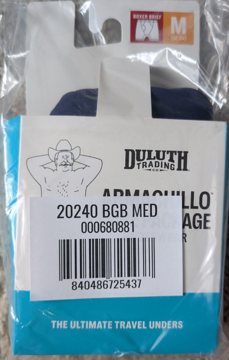 Duluth Trading Armachillo Care Package Boxer Brief Mens Size M (32-34) Blue