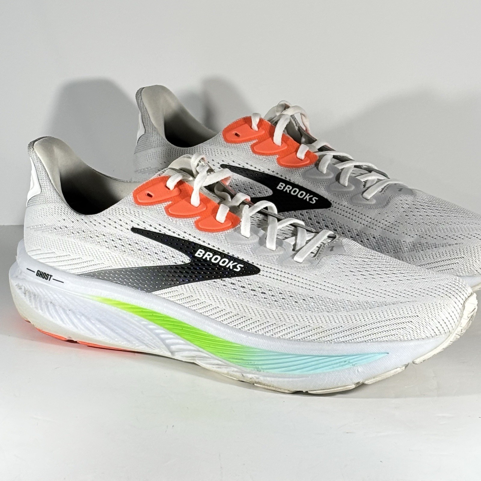 Brooks Ghost 17 Running Shoes Men’s 11.5 EE White Pink Clay Gecko Athletic Wide