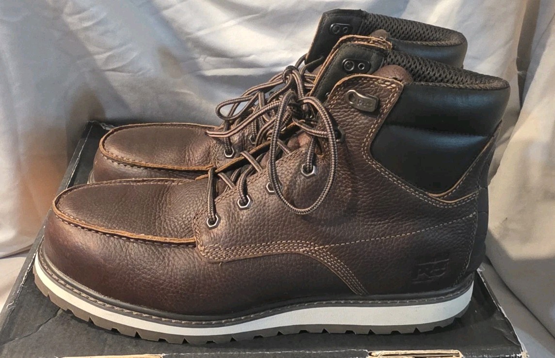 Timberland Pro Irvine 6″ Alloy Toe Work Boots Brown Men Size 10.5 NWB Defects