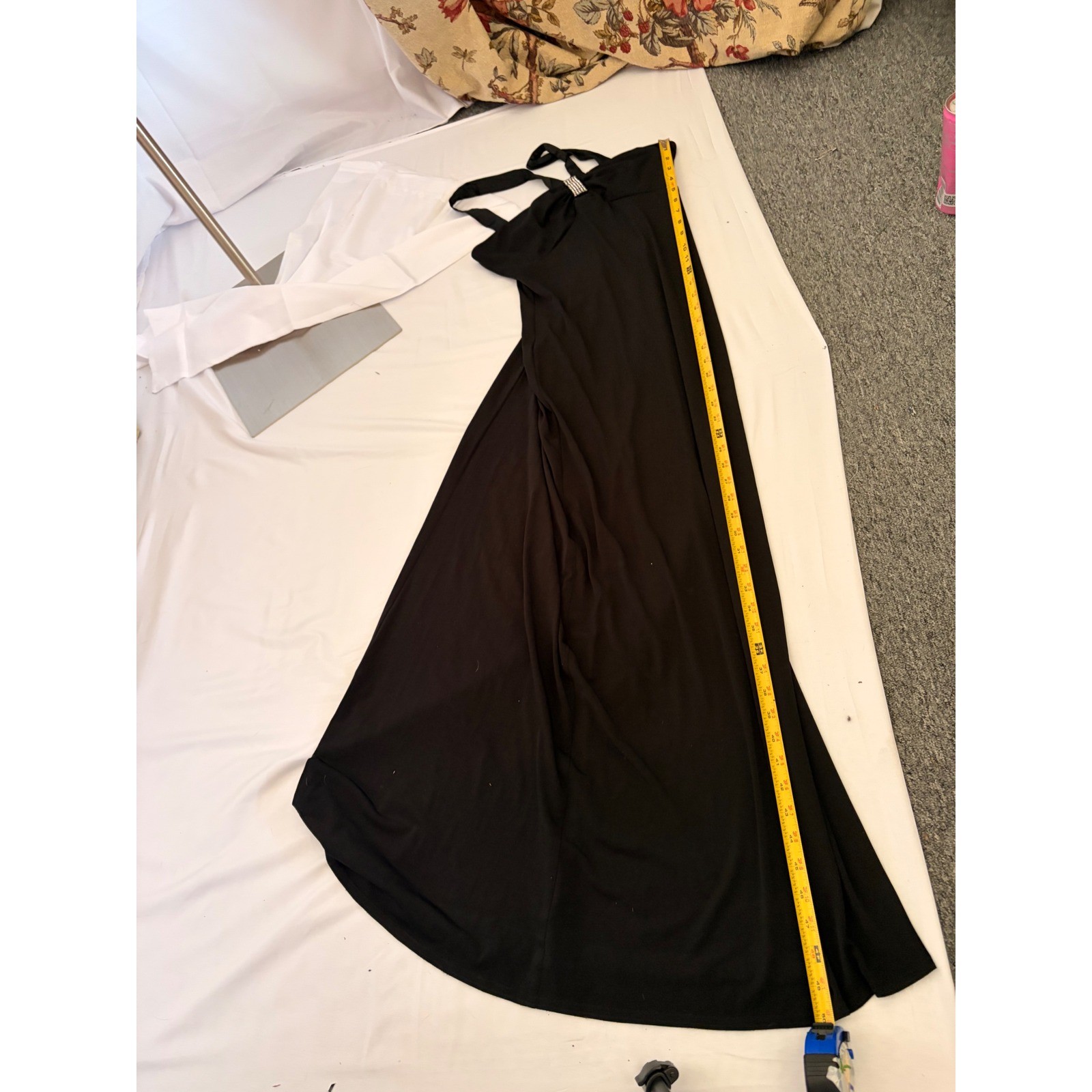 City Triangles Black Rhinestone Maxi dress/gown with silver rhinestone detailing