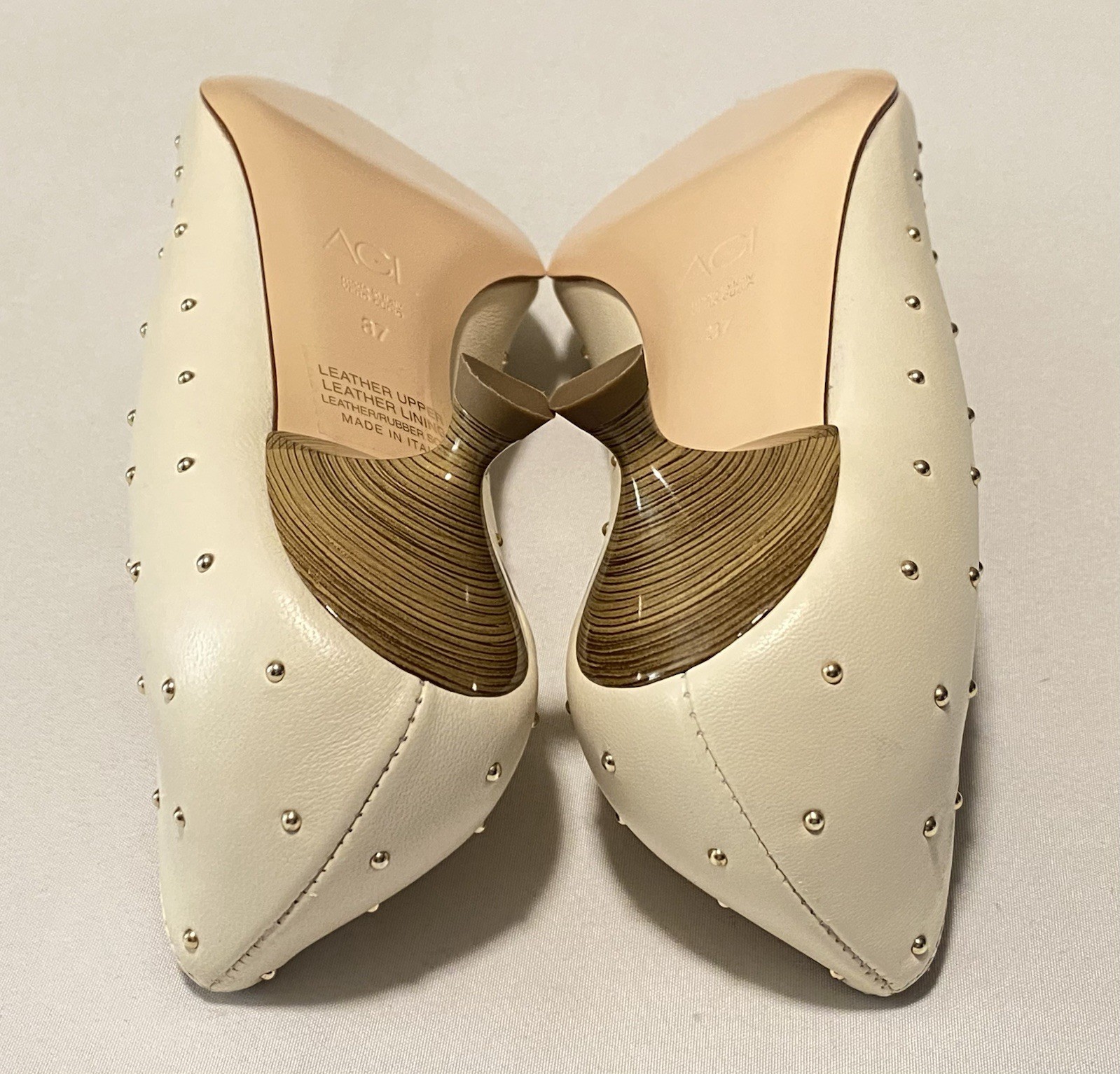NWOB AGL 30mm Lenor Pumps Stud Embellished Women Kitten Heel EU37/US7 MSRP $495