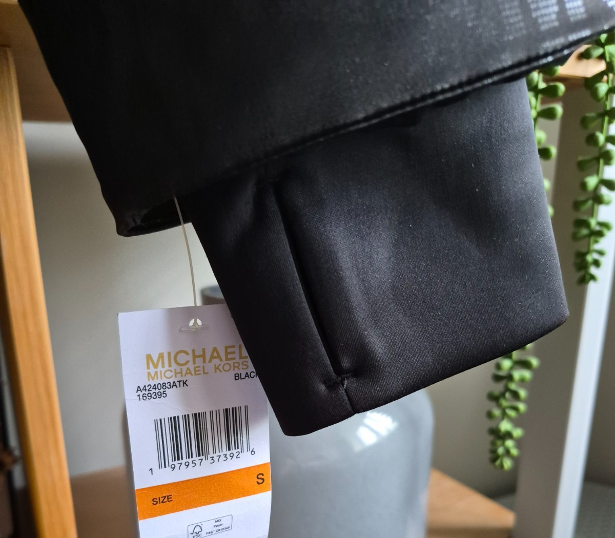Michael Kors black multi logo print longline coat size S 42″ chest new cost £275