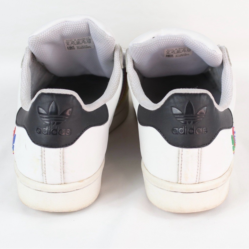 Adidas White with Multicolored Stripes Superstar Shell Toe Sneakers Kids Size 6