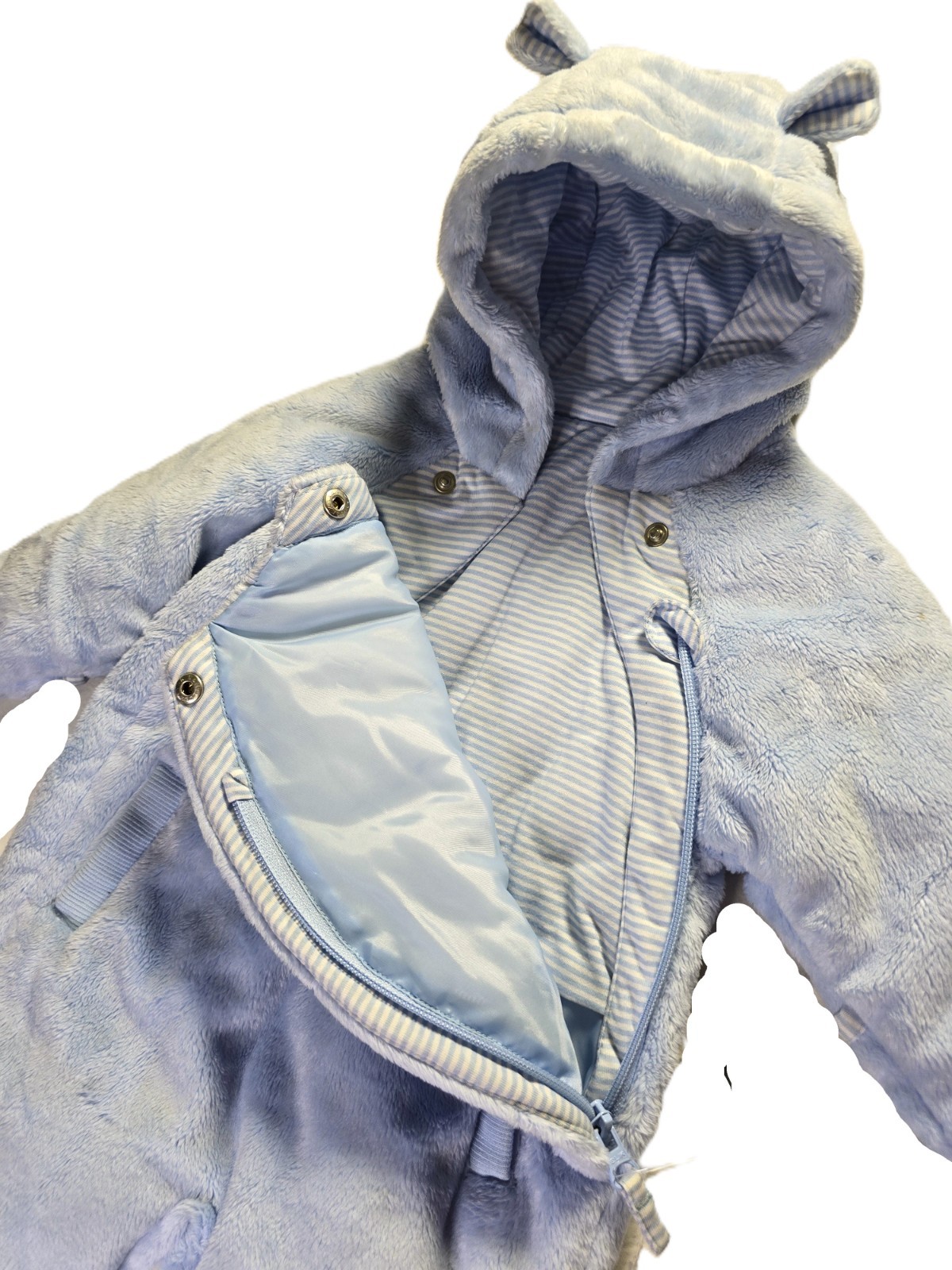 Blue Fleece Snowsuit Padded Pramsuit Baby Boys Snow Suit 0-3 Months