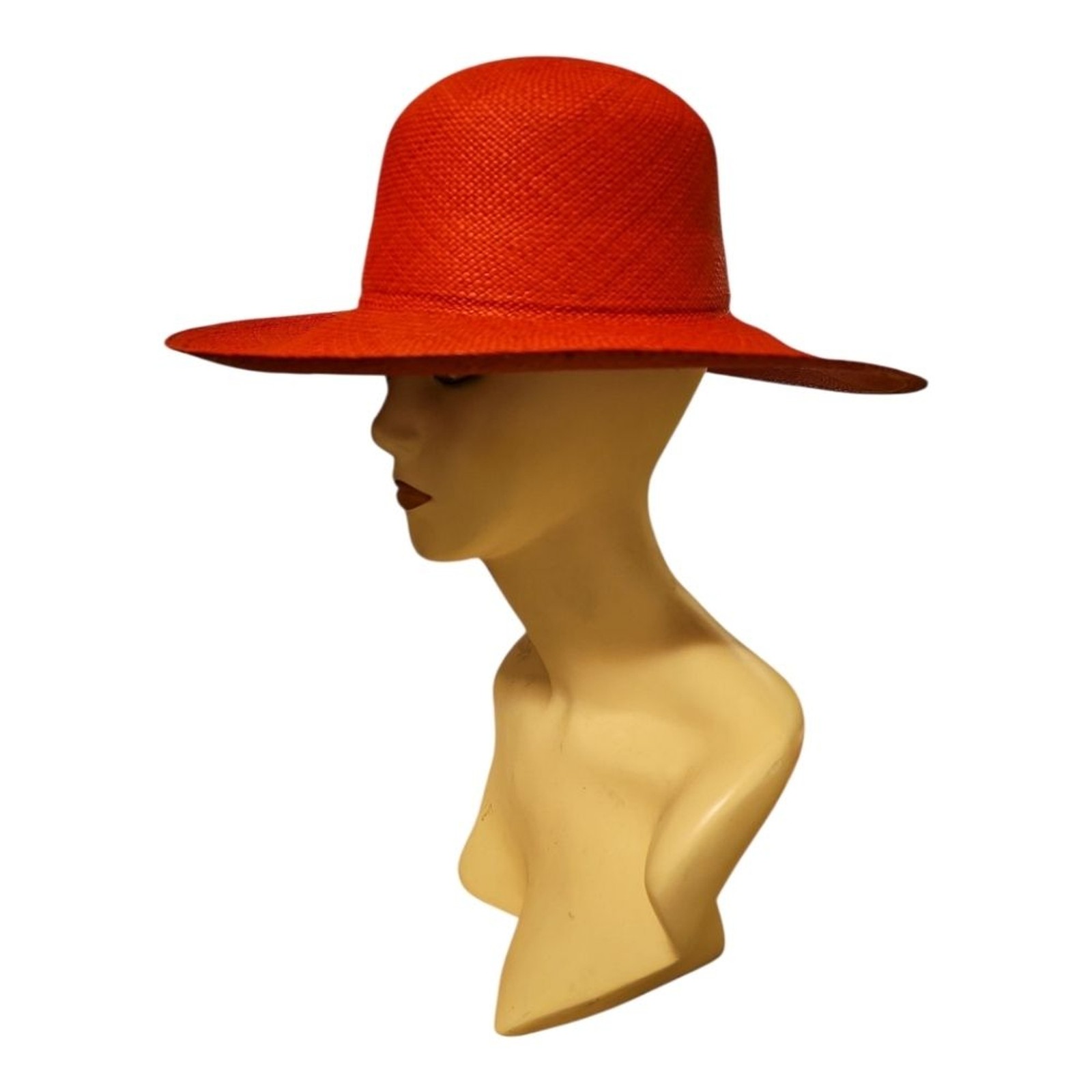 Greenpacha Panama Hat Medium Red Wide Brim 100% Toquilla Straw Handmade