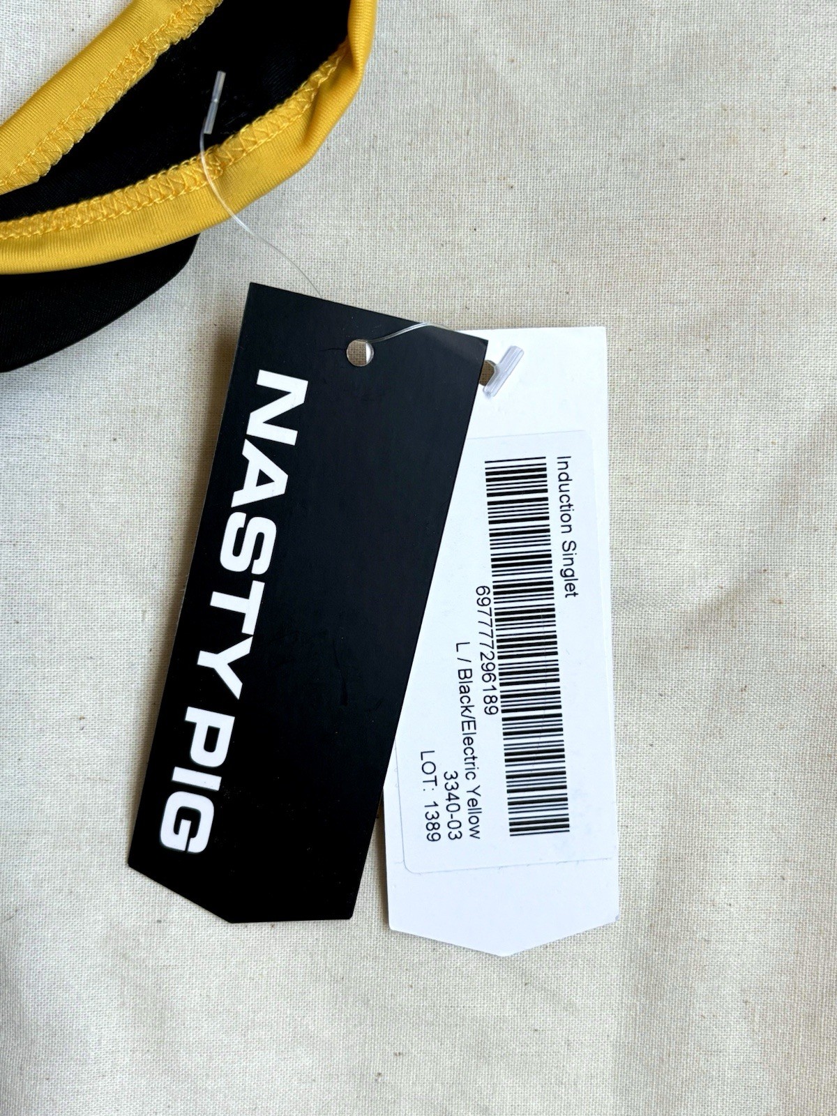 Nasty Pig (L) Induction Singlet Electric Yellow/Black Gay Men Fireman Large