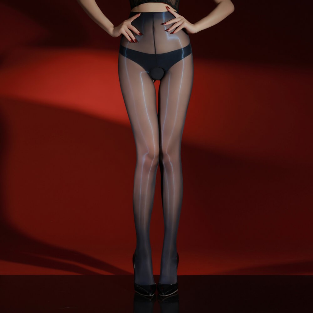 Womens Ultra Sheer Oil Glossy Pantyhose High Waist T-Crotch Aurora Shiny Tights