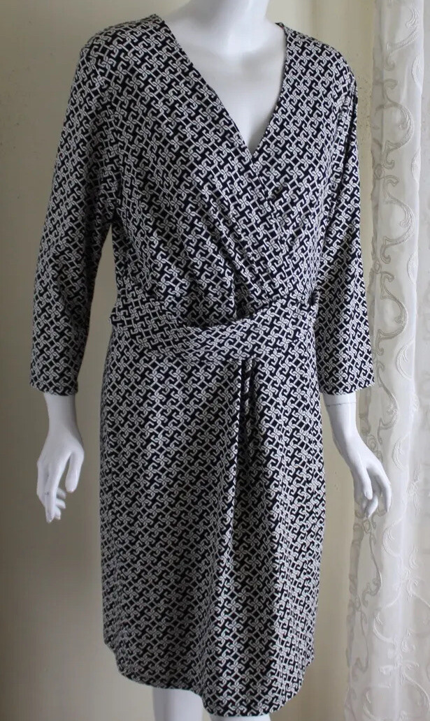 Talbots Sz XL Faux Wrap 92% Nylon 8% Spandex Lux Stretch Knit Dress