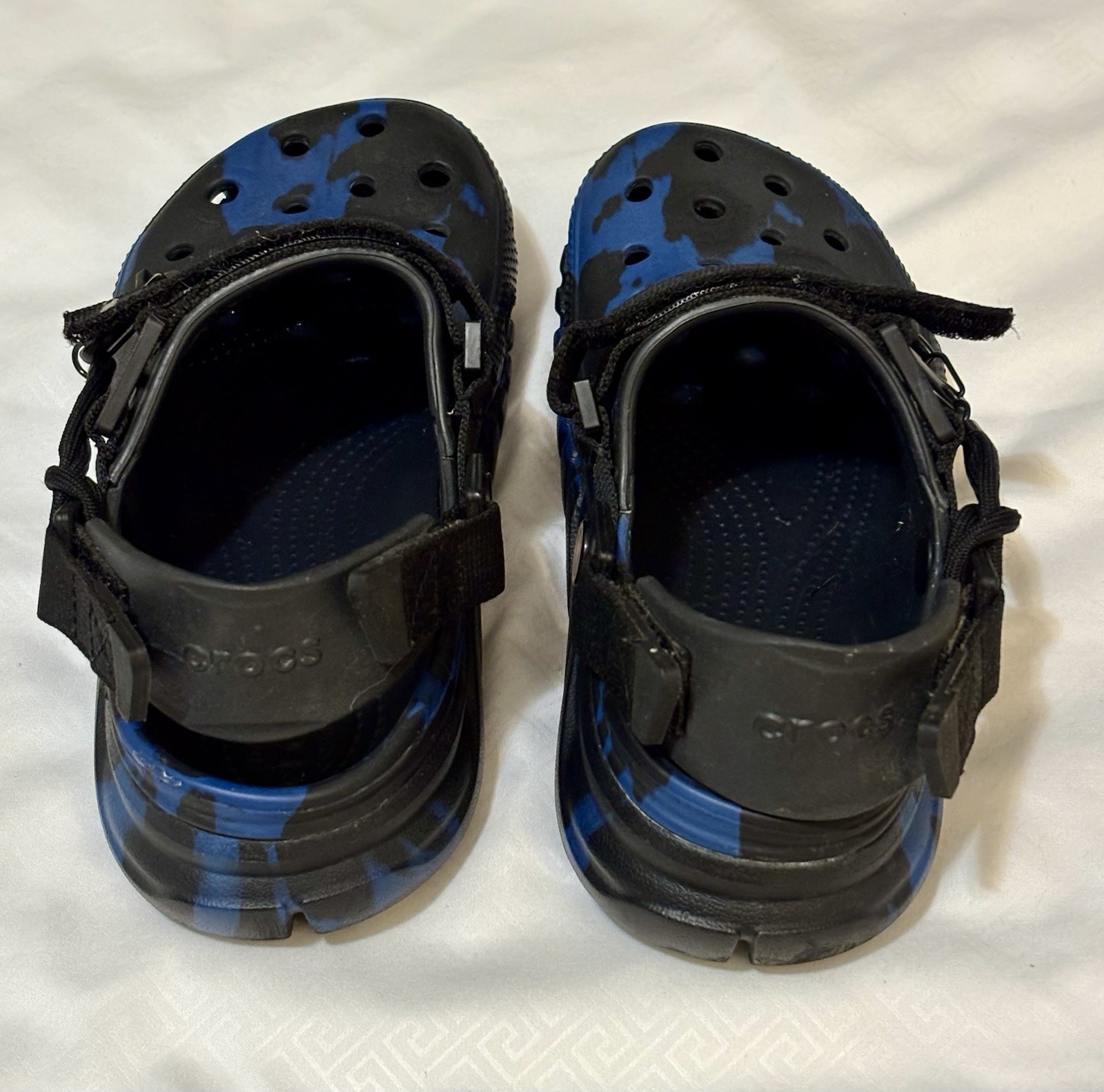 Crocs Duet Max Clog Post Malone Blue Camo sz M5 W7 EUC