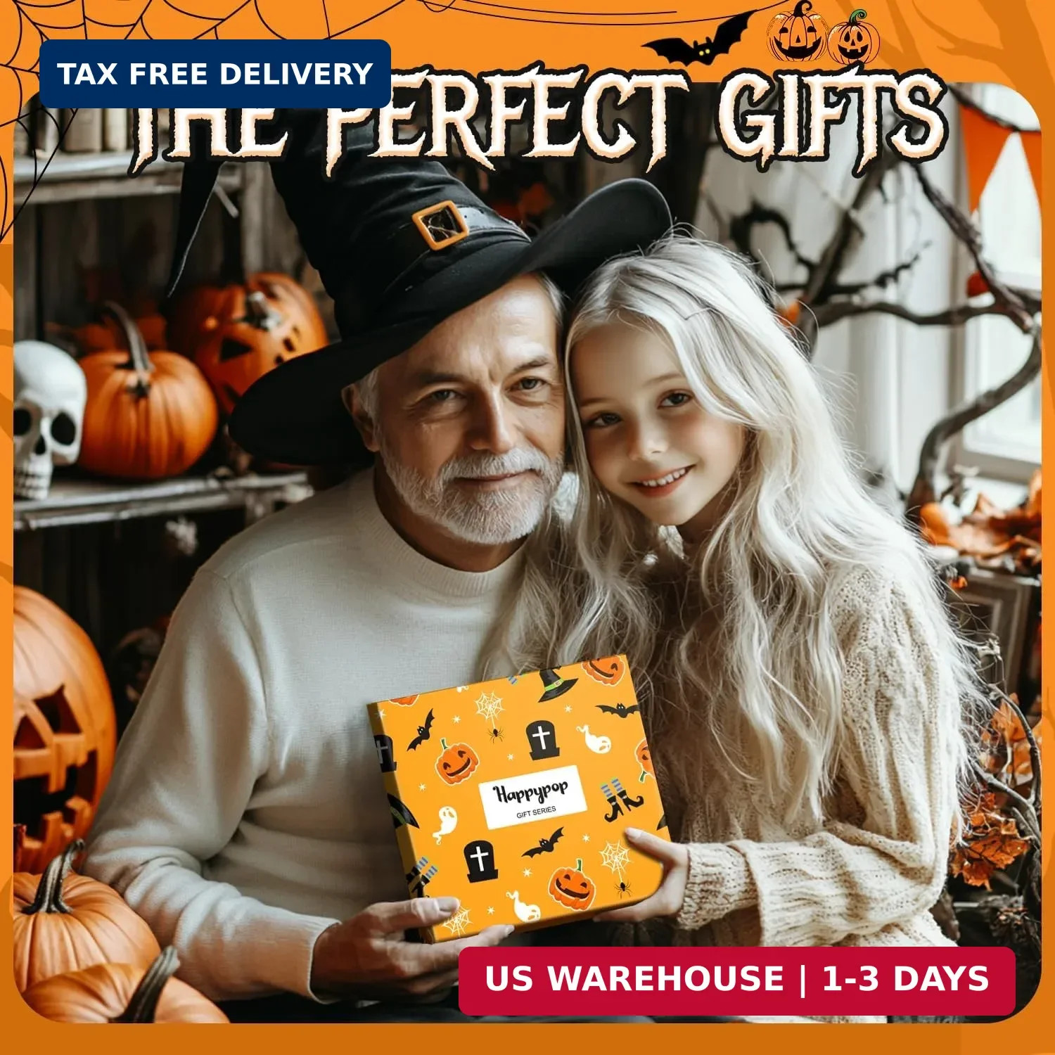 HAPPYPOP Halloween Ghost Bat Gifts – Scary Spooky Horror Knee High Socks for Tee