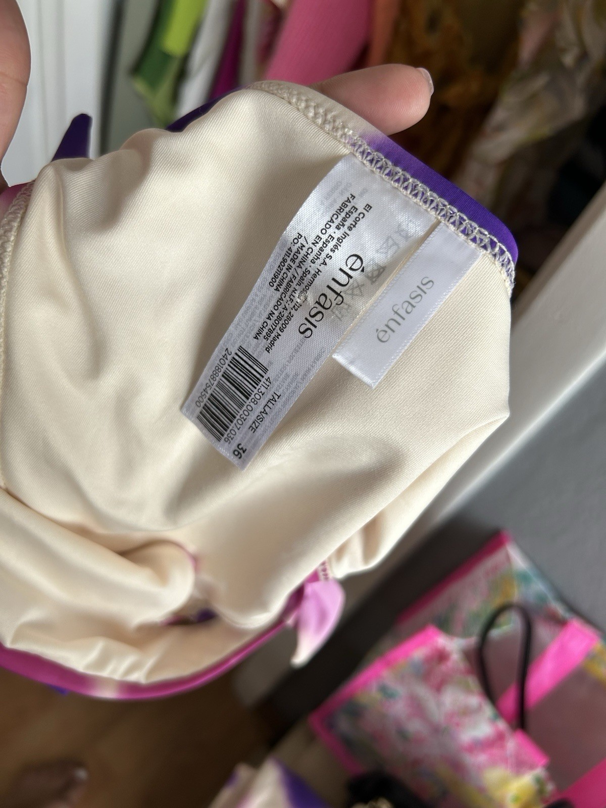 énfasis Women’s Purple/Pink/Beige Tie-Dye One Shoulder Bikini Set 2-Piece 36 B