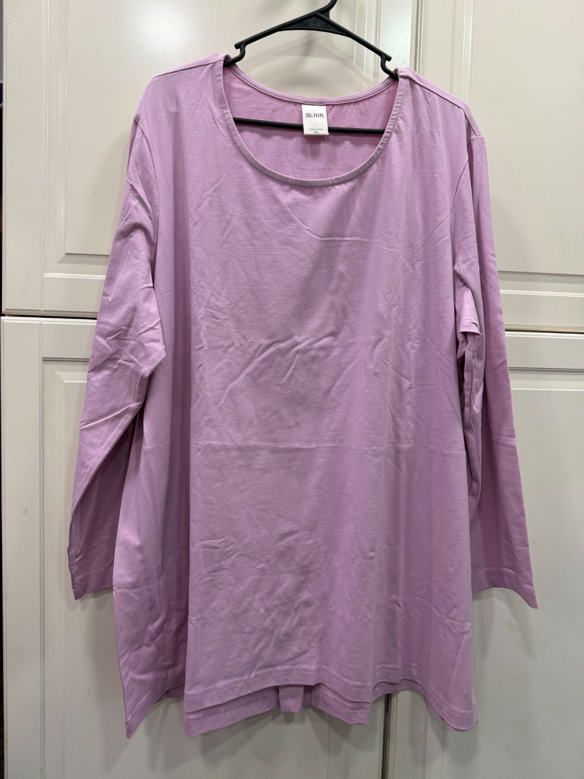 Blair Womens Lavender Long-Sleeve Top 3XL 95% Cotton 5% Spandex Made In India