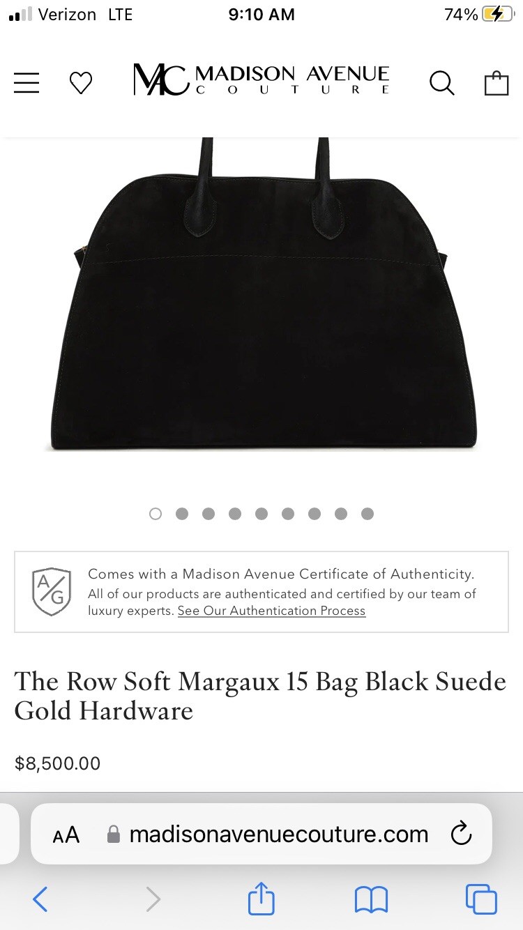 The Row Margaux 15 black with gold hardware