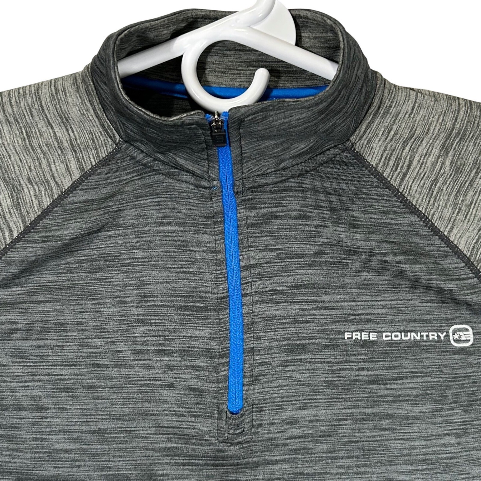 Free Country Mens Micro-Tech Quarter Zip Pullover Gray Heather Performance Small