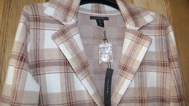 BNWT TAHARI Plaid Knit Jacket / Cardigan Sz Large (UK 14 approx)