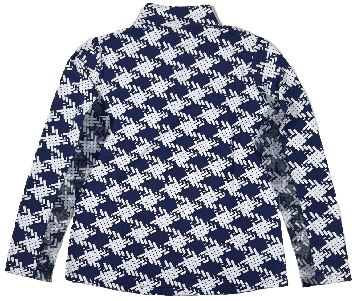 IBKUL Golf Tennis 1/4 Zip Pullover Shirt XS S M L XL Navy White Longsleeve S1