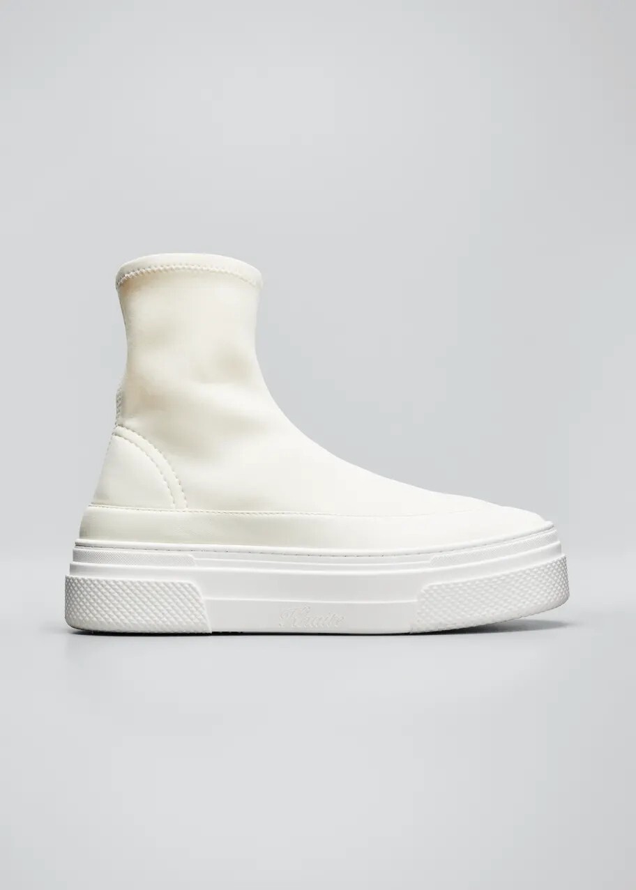 $650 Khatie Ludlow Stretch Sock Sneaker Ivory WHITE NEOPRENE PLATFORM 38 (TD22)