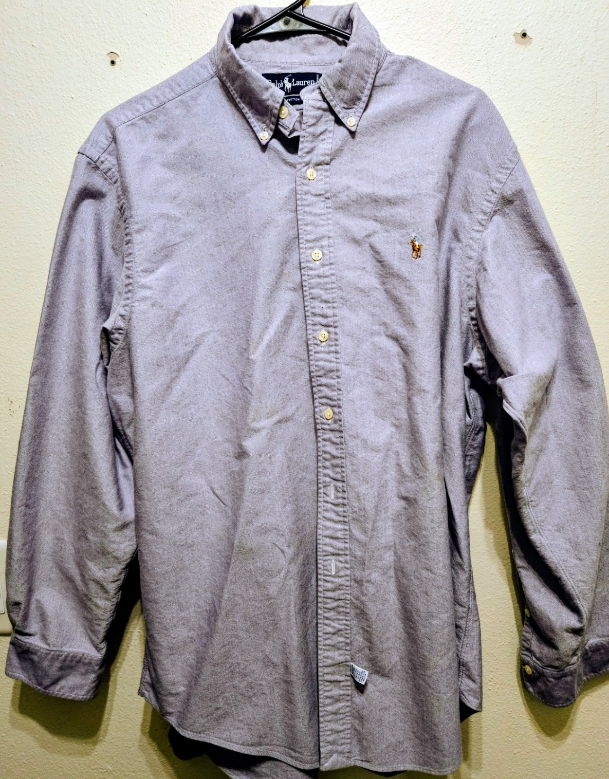 Ralph Lauren Polo Men’s Button Down Pony Purple Check Dress Shirt 17 /35