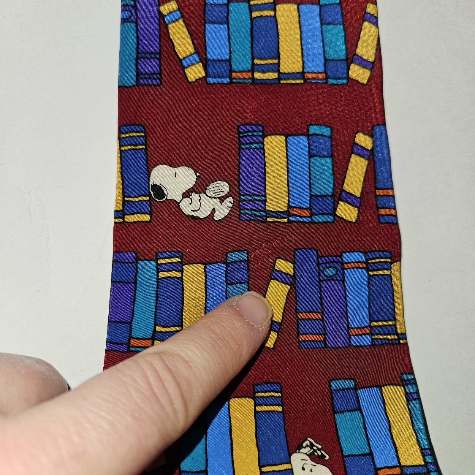 Peanuts Snoopy Book Neck Tie 100% Silk Dark Stormy Night Teacher Librarian READ
