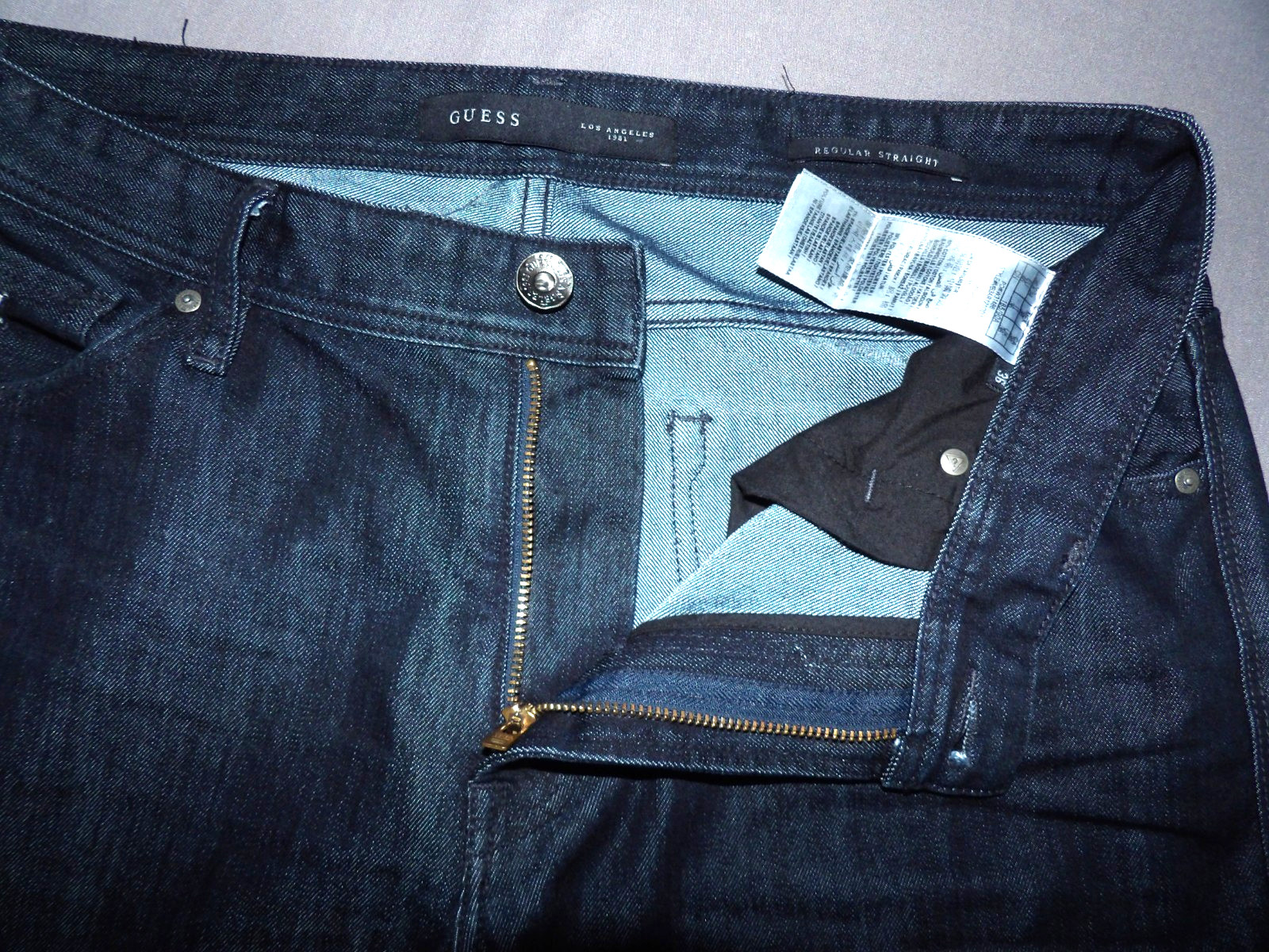 GUESS Dark Wash Stretch Regular Straight Leg Denim Jeans Men’s 36 X 34