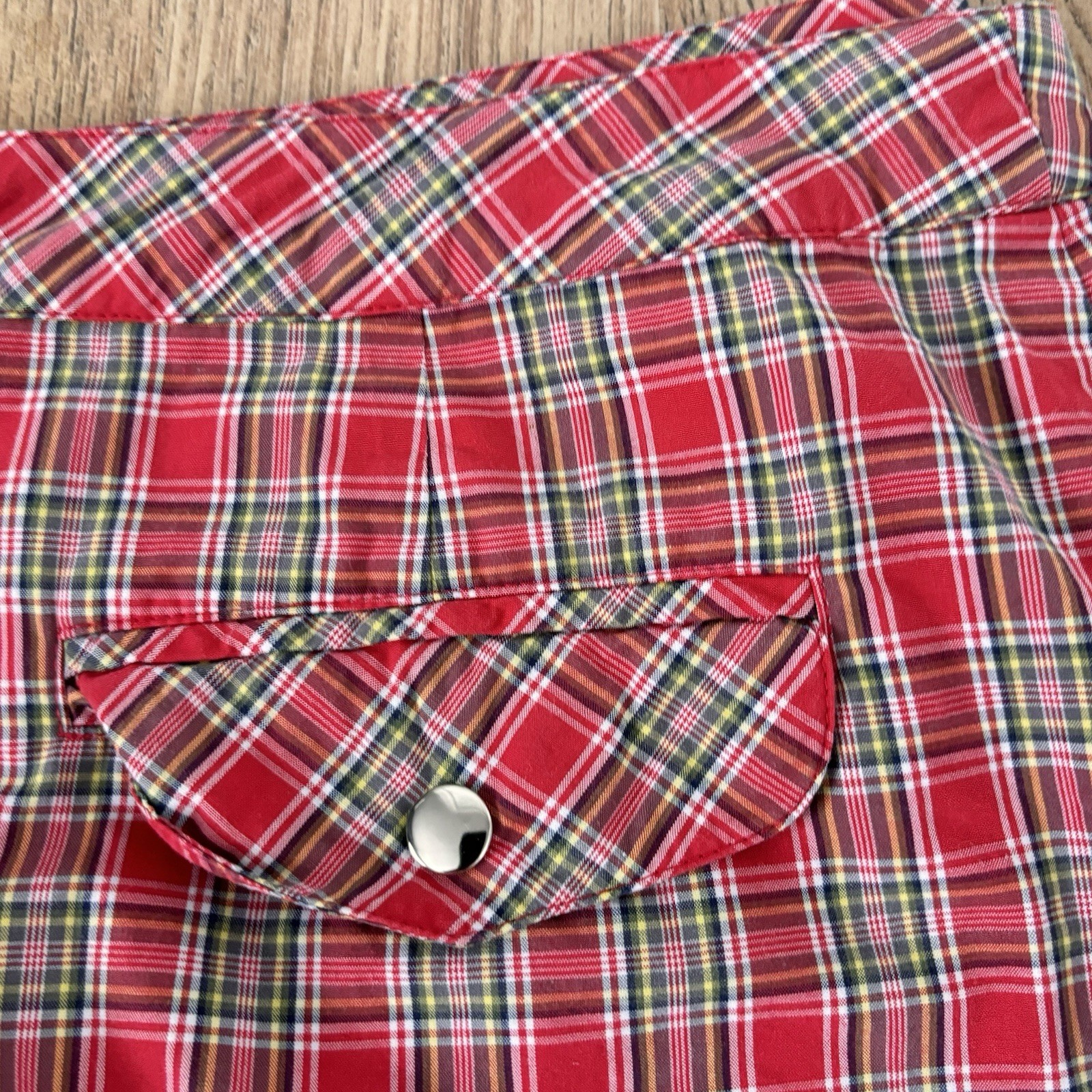 Gap Vintage Y2K Skirt Fit 8 W26 Red Multi Wrap Plaid Check Mini Retro Cotton