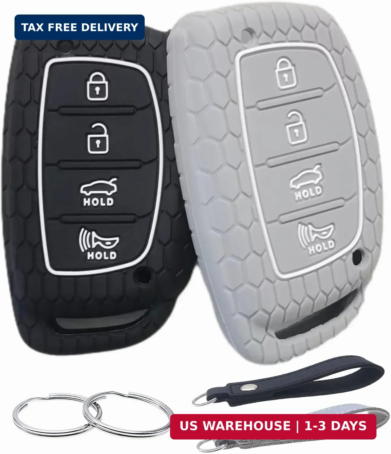 Silicone Rubber Key Fob Cover Compatible with 2016-2021 Hyundai Ela