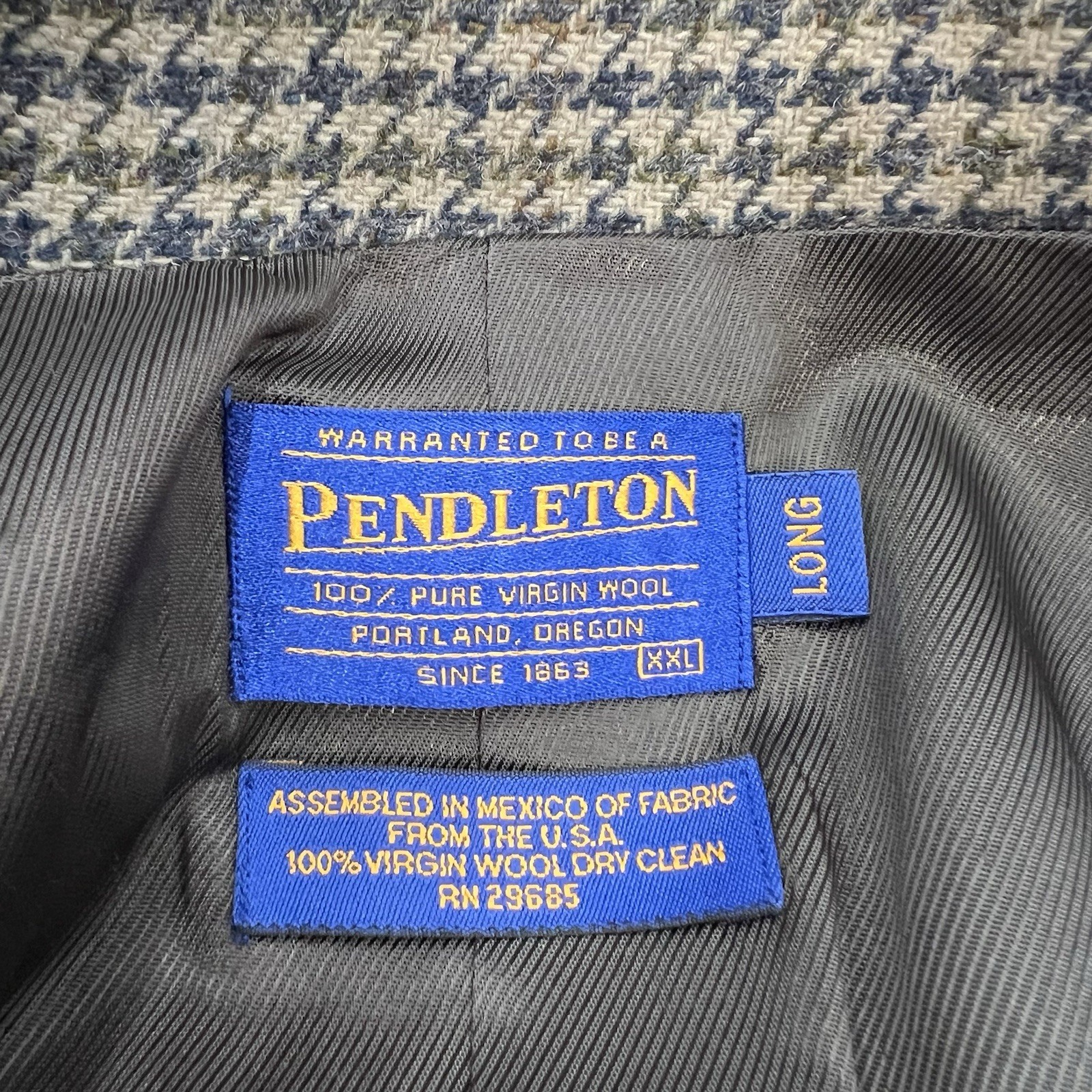 Vintage Pendleton Blazer Jacket Sport Coat Mens XXL (48) Long Olive/Beige/Navy