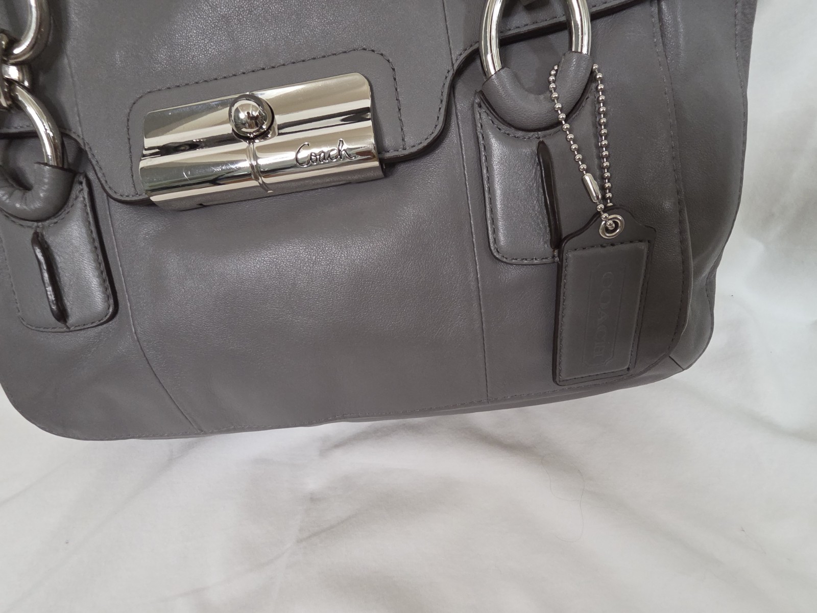 Coach Poppy Kristin E1126-18277 Gray Soft Butter Leather Shoulder Handbag