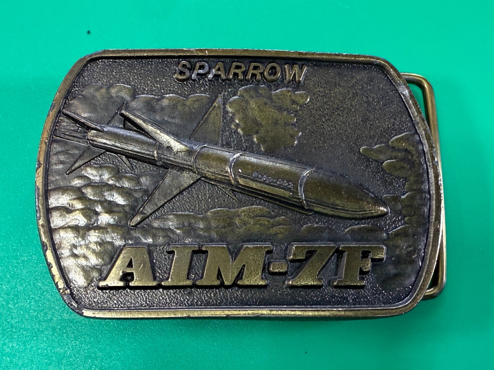 Sparrow AIM-7F Reliable Missiles Warhead Rocket Military Lewis Belt Buckle