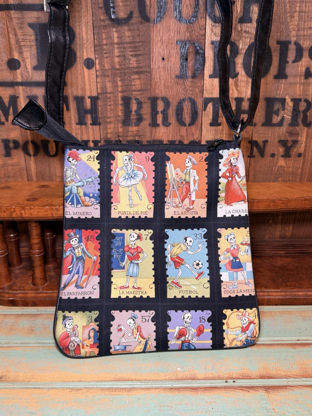 Womens Crossbody Cartas Marcadas Print Alexander Henry Fabrics
