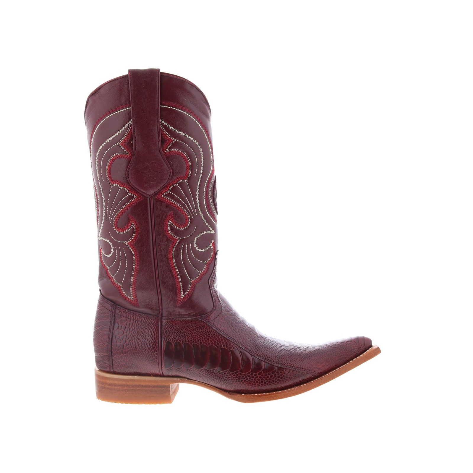 Los Altos Ostrich Leg Boots XXX-Toe Mens Burgundy Wide Cowboy Western Boots
