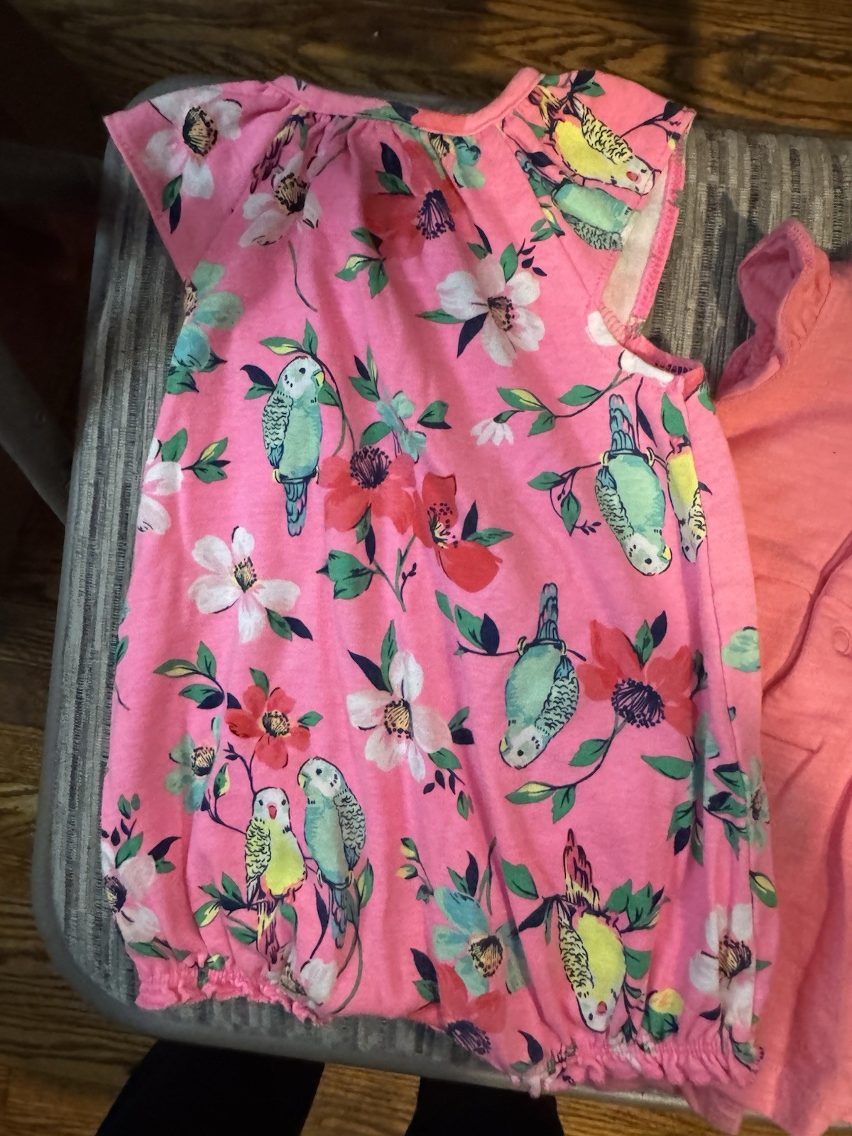 Carter’s Baby Girls 3M 2pc Pink Floral Bird Dress Set Sleeveless Bow Snap