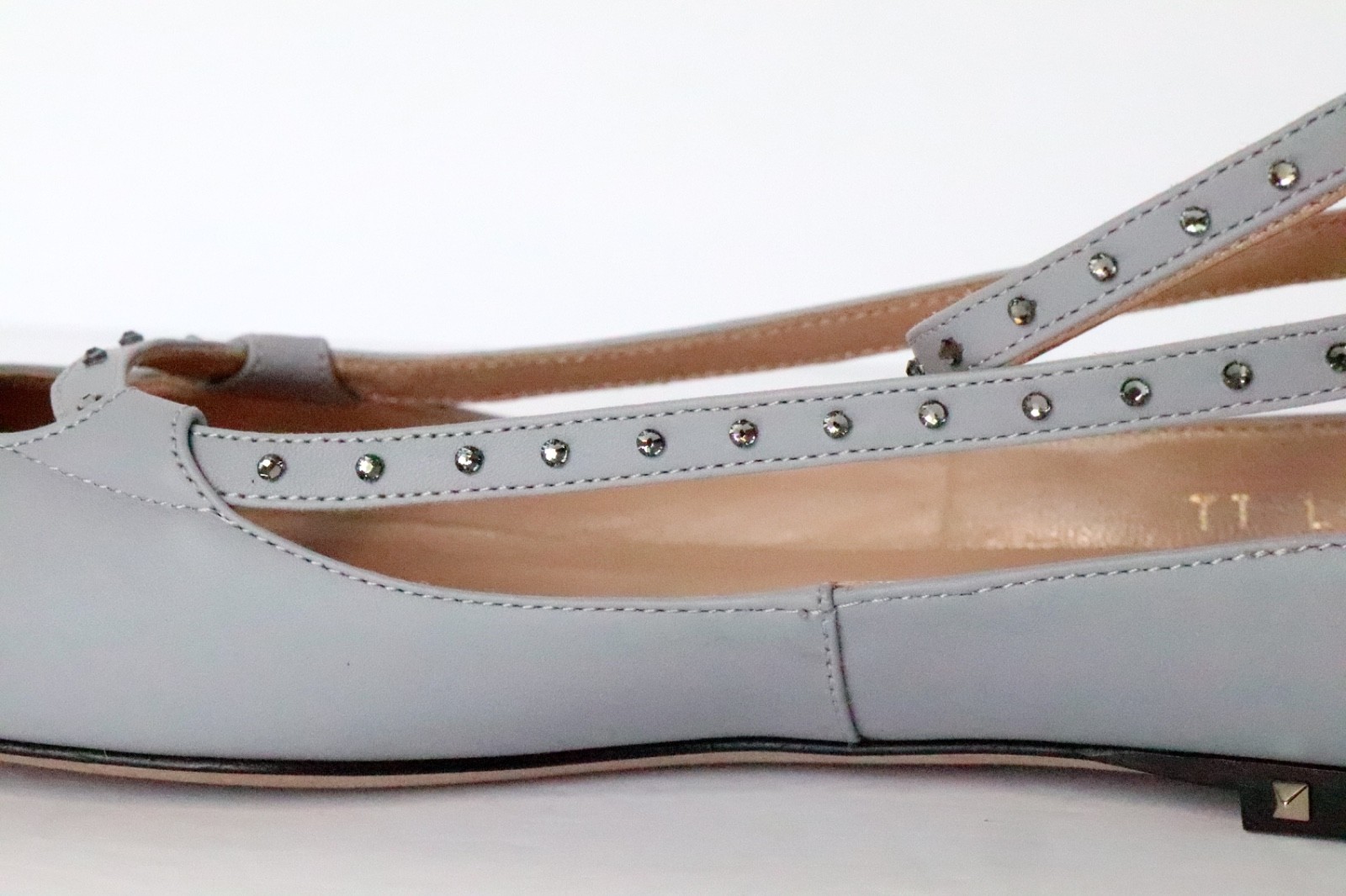 NIB Valentino Stardust Babe Ballerina Rockstar pale blue/grey round toe flats 36