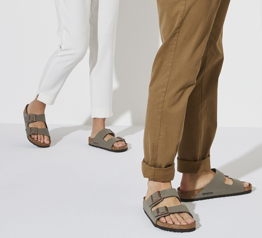 Birkenstock Arizona Birkibuc Two-Strap Mocha/Stone Unisex Sandals EU 37-45 NEW