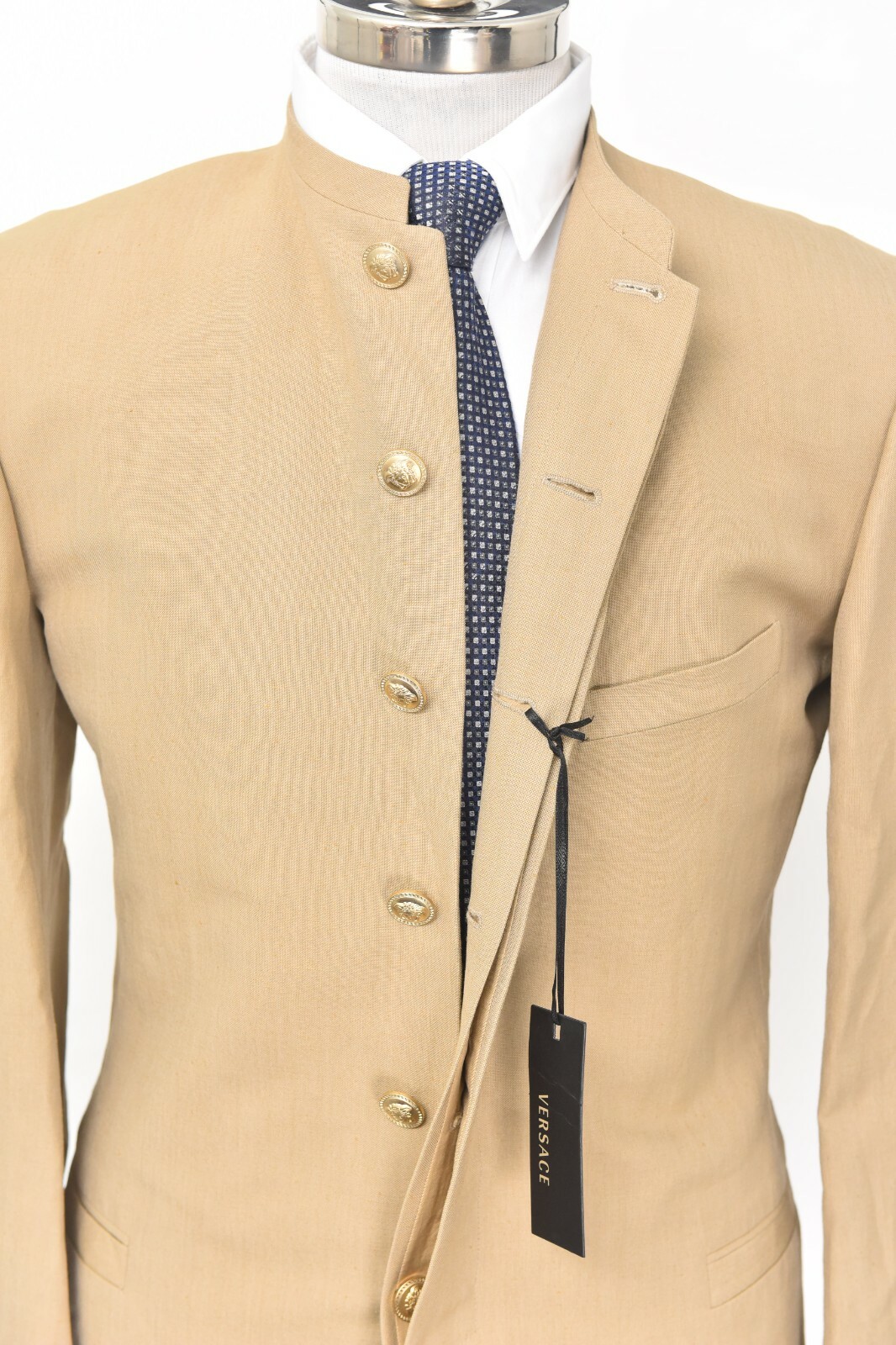 NWT VERSACE Black Label Camel Brown Mock Neck Mandarin Jacket 38 R (EU 48)