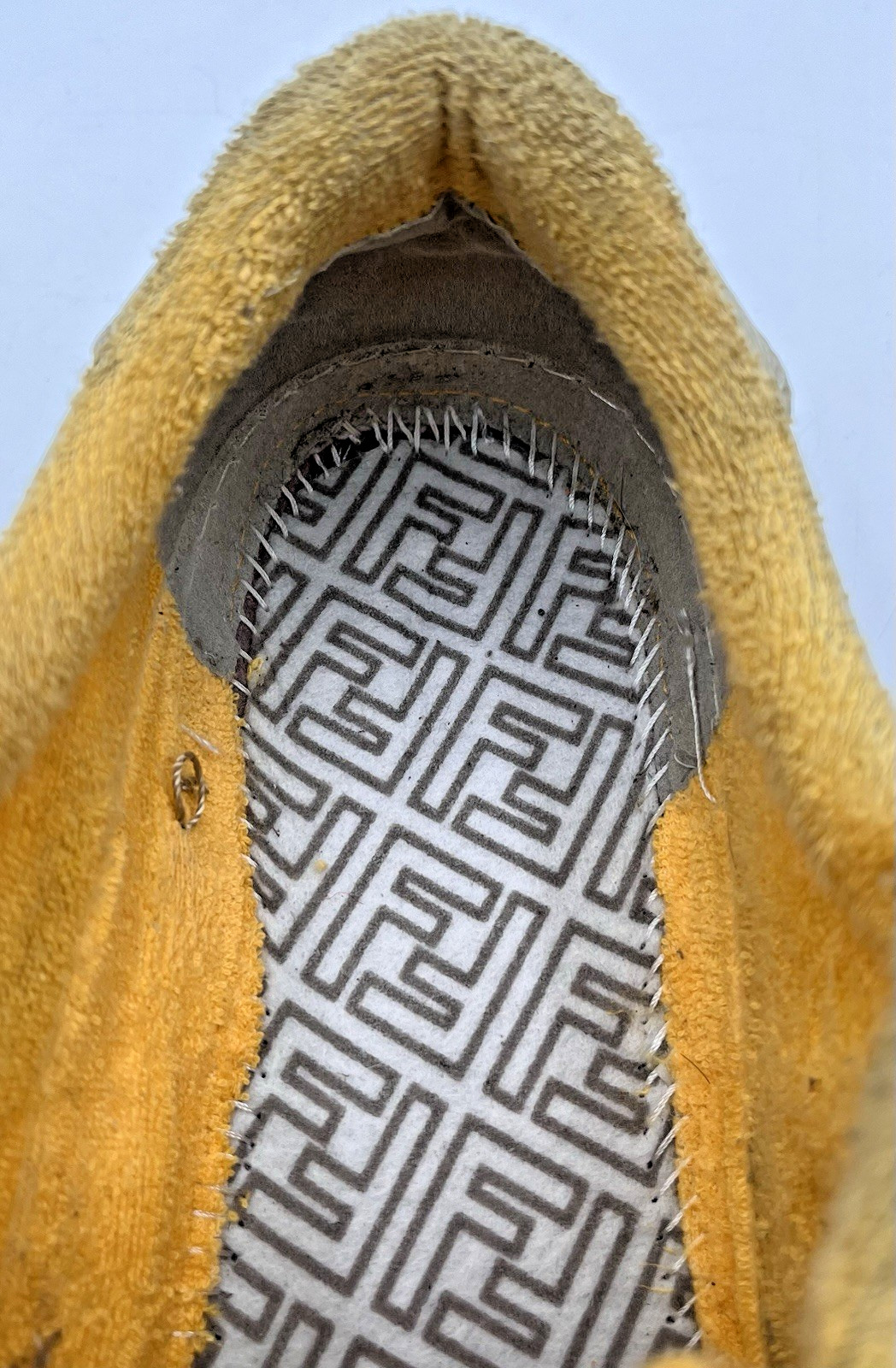 Fendi Match Low Top Bicolor Yellow/Beige Suede Leather FF Logo Sneakers Womens 8
