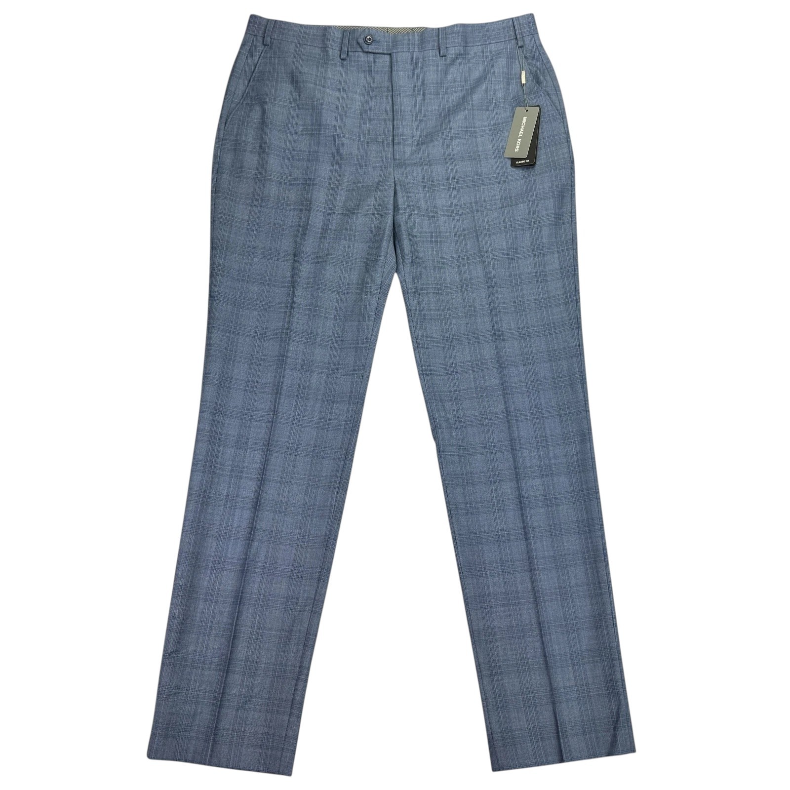 Michael Kors Mens Classic fit Dress Pants 40 / 32 Navy Blue Plaid Wool
