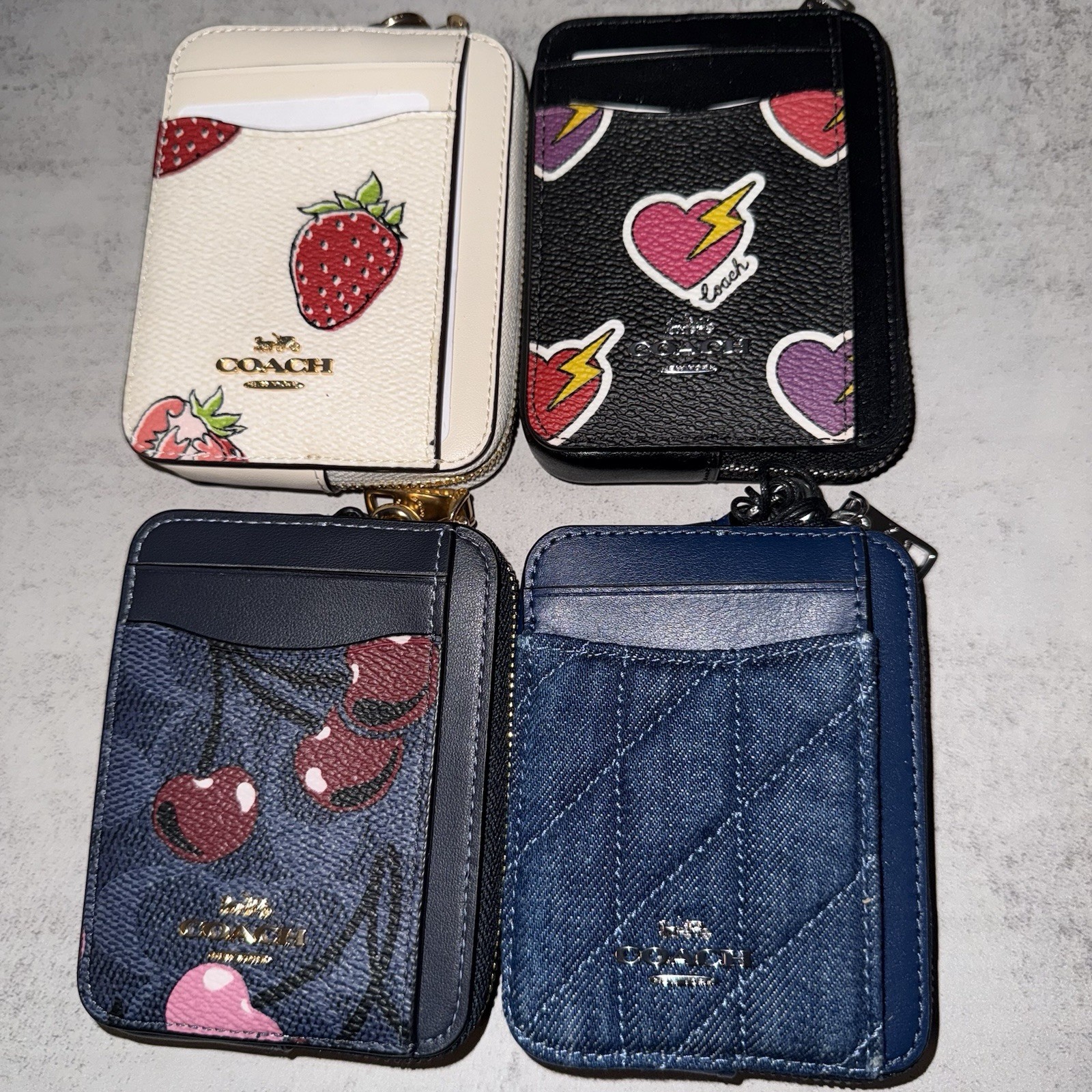 COACH Zip Card Case With Chain Strap Various Styles NWT
