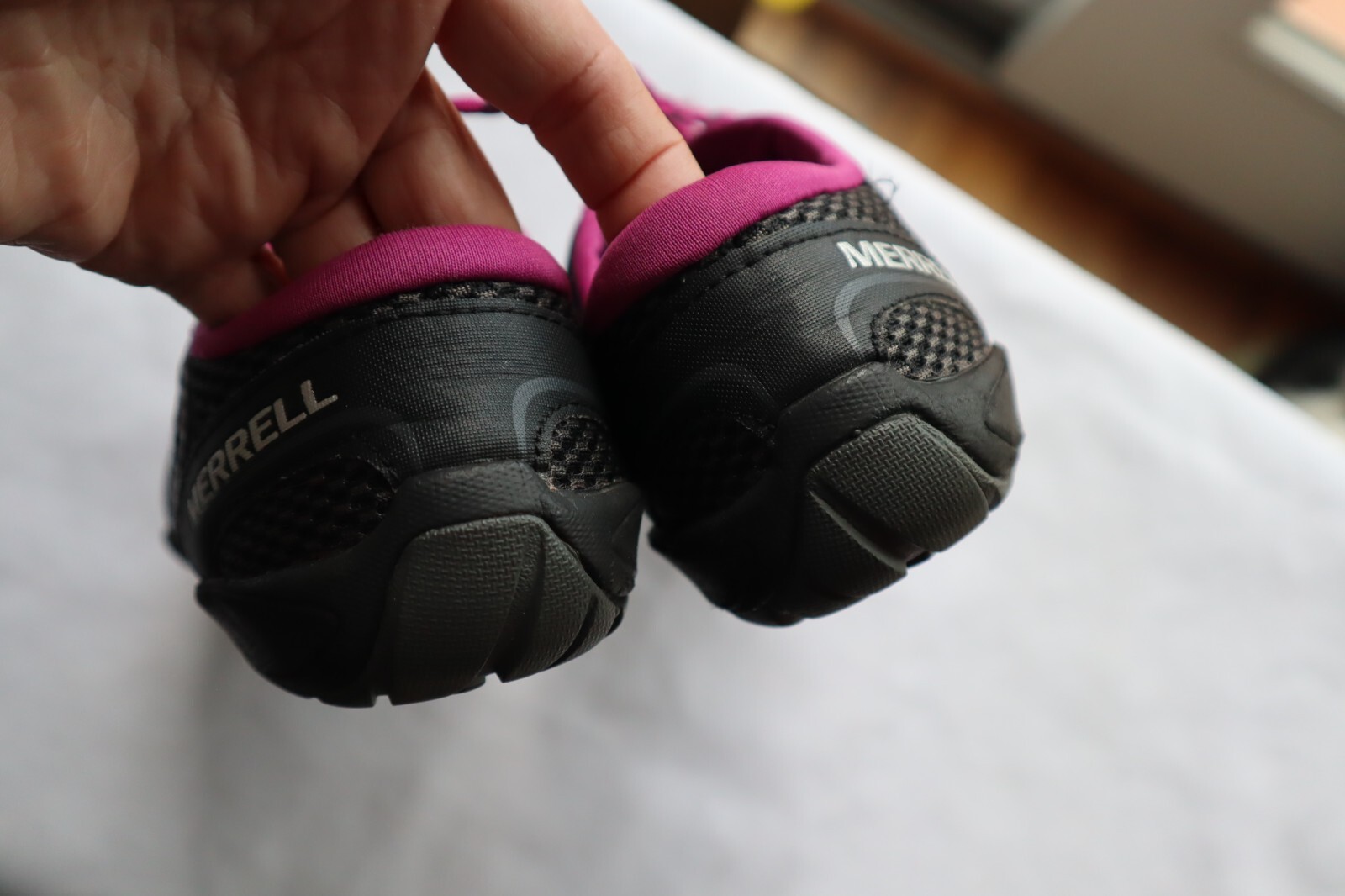 Black & Magenta Synthetic & Mesh MERRELL Pace Glove Laced Trail Running Shoes 9
