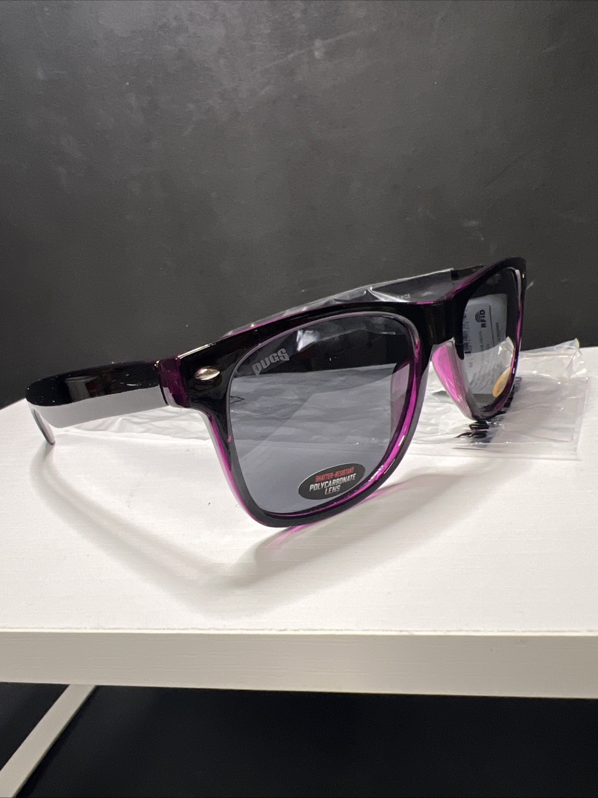 Pugs Classic C6 Sunglasses w/ Purple Frame & Smoke Colored Lenses New UV400